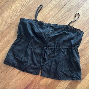 Banana Republic Factory Eyelet Spaghetti Straps Camisole Black Size Petite Large